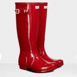 HUNTER RAIN BOOTS ORIGINAL TALL GLOSS MILITARY RED